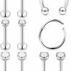 Lcolyoli Body Piercing Studs | Lcolyoli 10Pcs Tragus Earring Stud 16G 18G Surgical Steel & Clear Diamond Cz Conch Helix Cartilage Barbell Piercing Jewelry For Women Girls 6Mm