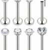 Yaalozei Body Piercing Studs | Yaalozei 20G 18G 16G Titanium Threadless Push In Nose Rings Studs G23 Hypoallergenic Lip Labret Medusa Rings Flat Back Tragus Helix Cartilage Earrings Stud Piercing Jewerly For Women Men 6Mm Bars