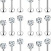 Vsnnsns Body Piercing Studs | Vsnnsns 14G Lip Rings Stainless Steel Labret Jewelry Monroe Lip Rings Nail Cubic Zirconia Cartilage Tragus Helix Earrings Studs Medusa Piercing Jewelry For Women Men 6Mm 8Mm 10Mm 18Pcs