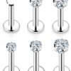 Kridzisw Body Piercing Studs | Kridzisw 16G Lip Labret Monroe Medusa Rings Studs Internally Threaded 316L Surgical Steel Flat Back Nose Studs Cartilage Tragus Helix Earring Piercing 6Mm 8Mm 10Mm Bar 2Mm 3Mm 4Mm Cz 3Pairs