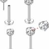 BODY16G CZCZ Body Piercing Studs | Body16G Czcz Top Push In Threadless Nose Studs 316L Surgical Steel Pushin Lip Rings Flat Back Stud For Nose Heart Cz Lip Stud Nose Rings Piercing Jewelry For Women Men…