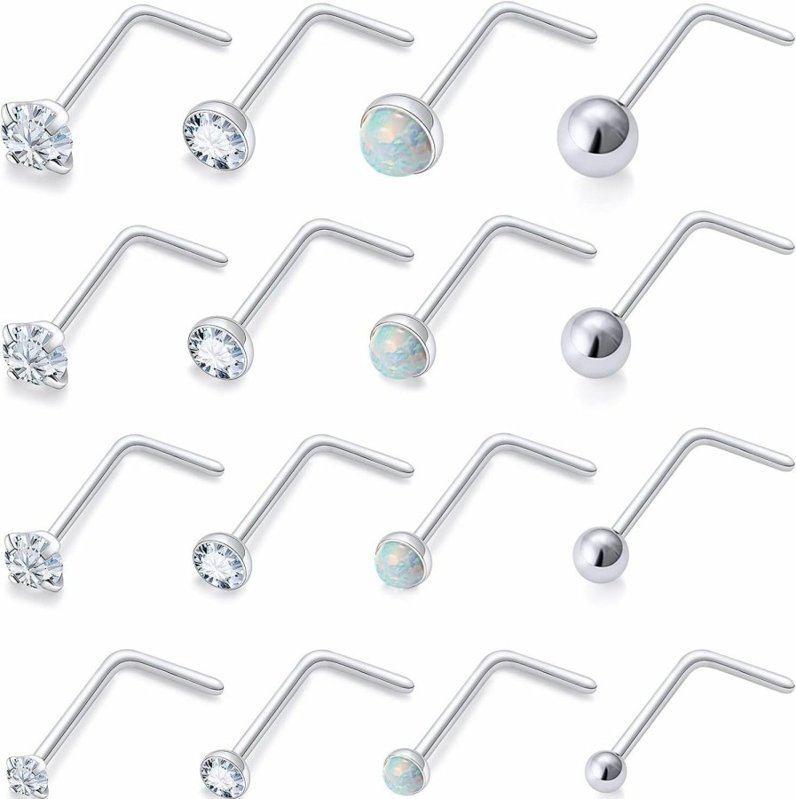 Lsnevsie Body Piercing Studs | Lsnevsie 18G 20G 22G Surgical Steel Opal Nose Rings Studs For Women Men Nose Piercing Jewelry Top Diamond 1.5Mm 2Mm 2.5Mm 3Mm