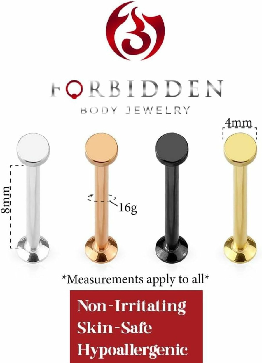 Forbidden Body Jewelry Body Piercing Studs | Forbidden Body Jewelry 4-Pack: 16G 4-8Mm Surgical Steel/Rose Gold/Black/Gold Cartilage Studs W/Geometric Top