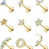 Florideco Body Piercing Studs | Florideco 9Pcs 16G Cartilage Stud Earring For Women 316L Stainless Steel Screw Flat Back Earrings Butterfly Moon Flower Crawler Helix Tragus Daith Piercing Earrings Cute Cz Opal Cartilage Piercing Jewelry