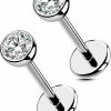 OUFER Body Piercing Studs | Oufer Nose Rings Studs, Titanium Nose Rings 20G, Nose Studs Threadless 6Mm/8Mm, Clear Cz Flat Back Nostril Piercing Jewelry For Women And Men