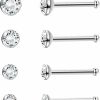 Sllaiss Body Piercing Studs | Sllaiss 8 Pcs 925 Sterling Silver Tiny Nose Ring Studs Set For Women Round Czech Crystal Nose Piercing Body Jewelry Hypoallergenic 1.5Mm 2Mm 2.5Mm 3.5Mm