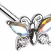 Pierced Owl Body Piercing Studs | Pierced Owl 20Ga Stainless Steel Iridescent Aurora Borealis Crystal Butterfly Nose Bone Stud