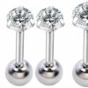 NewZenro Body Piercing Studs | 16G Ear Cartilage Helix Surgical Stainless Steel Round Cubic Zirconia Studs Earrings With Screw On Backs Ear Helix Tragus Auricle Huggie Stud Piercing Jewelry Gifts For Women Men Set 3Mm-8Mm