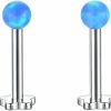 supsiah Body Piercing Studs | Supsiah 16G G23 Titanium Hypoallergenic Labret Studs Opal Lip Rings Tragus Earrings,Cartilage Earrings,Helix Earrings Medusa Piercing Monroe Jewelry 2Pcs