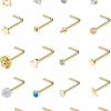 YOVORO Body Piercing Studs | Yovoro 20G 12-20Pcs Stainless Steel L Shaped Nose Rings Cz Nose Stud Body Piercing Jewelry