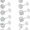 ZS Body Piercing Studs | Zs 10-12Pcs 16G Clear Bioflex Cz Stone Labret Monroe Lip Ring Helix Tragus Cartilage Earrings Stud Piercing