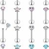 Xwnskvvz Body Piercing Studs | Xwnskvvz 20G 18G 16G Threadless Tragus Earrings Surgical Steel Medusa Piercing Jewelry Star/Square/Round/Heart Shaped Crystal Labret Studs Lip Ring Helix Conch Cartilage Earrings For Women Men