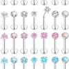 Wrlcorly Body Piercing Studs | 28Pcs 20G 18G 16G Push In Lip Rings Stainless Steel Labret Jewelry Monroe Opal Cz Cartilage Daith Tragus Helix Earrings Studs Nose Ring Medusa Piercing Jewelry For Women Men 6/8/10/12Mm Bar