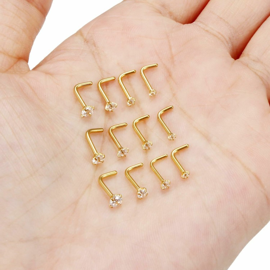 Kridzisw Body Piercing Studs | Kridzisw 18G 20G 22G L Shaped Nose Rings Stud With Cubic Zirconia Hypoallergenic 316L Surgical Grade Stainless Steel Nose Nostril Rings Body Piercing Jewelry For Women Men Cz Size 1.5Mm 2Mm 2.5Mm 3Mm