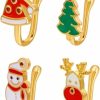 BELUCKIN Body Piercing Studs | Beluckin 4Pcs Christmas Nose Rings For Women Christmas Tree Deer Snowman Nose Studs Pack Cute Nose Bone Nostril Piercing Jewelry Xmas Holiday Accessories