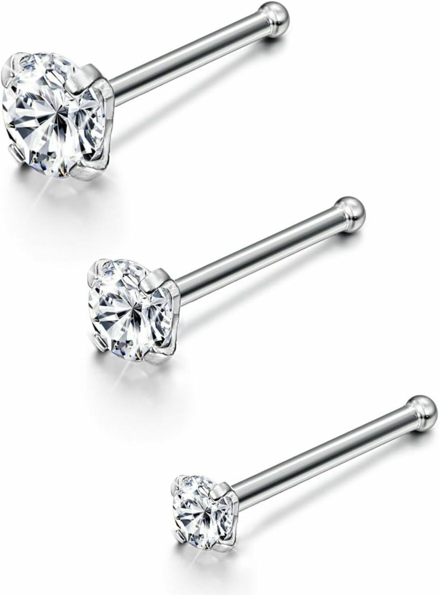 Jstyle Body Piercing Studs | Jstyle 20G Stainless Steel Nose Rings Studs Piercing Body Jewelry 1.5Mm 2Mm 3Mm