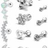 Vsnnsns Body Piercing Studs | Vsnnsns 16G Cartilage Earrings Tragus Earrings Studs For Women Stainless Steel Cubic Zirconia Stud Earrings Forward Helix Earrings Piercing Jewelry For Women 12Pcs