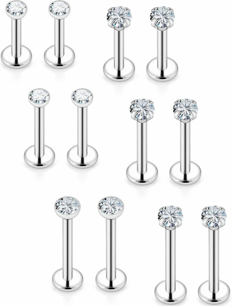 Xnsjeyy Body Piercing Studs | Xnsjeyy 16G Lip Rings For Women Stainless Surgical Steel Labret Jewelry Monroe Lip Ring Medusa Piercing Jewelry Tragus Helix Cartilage Forward Earring Piercing Jewelry For Women 6Mm 8Mm 10Mm 6 Pairs