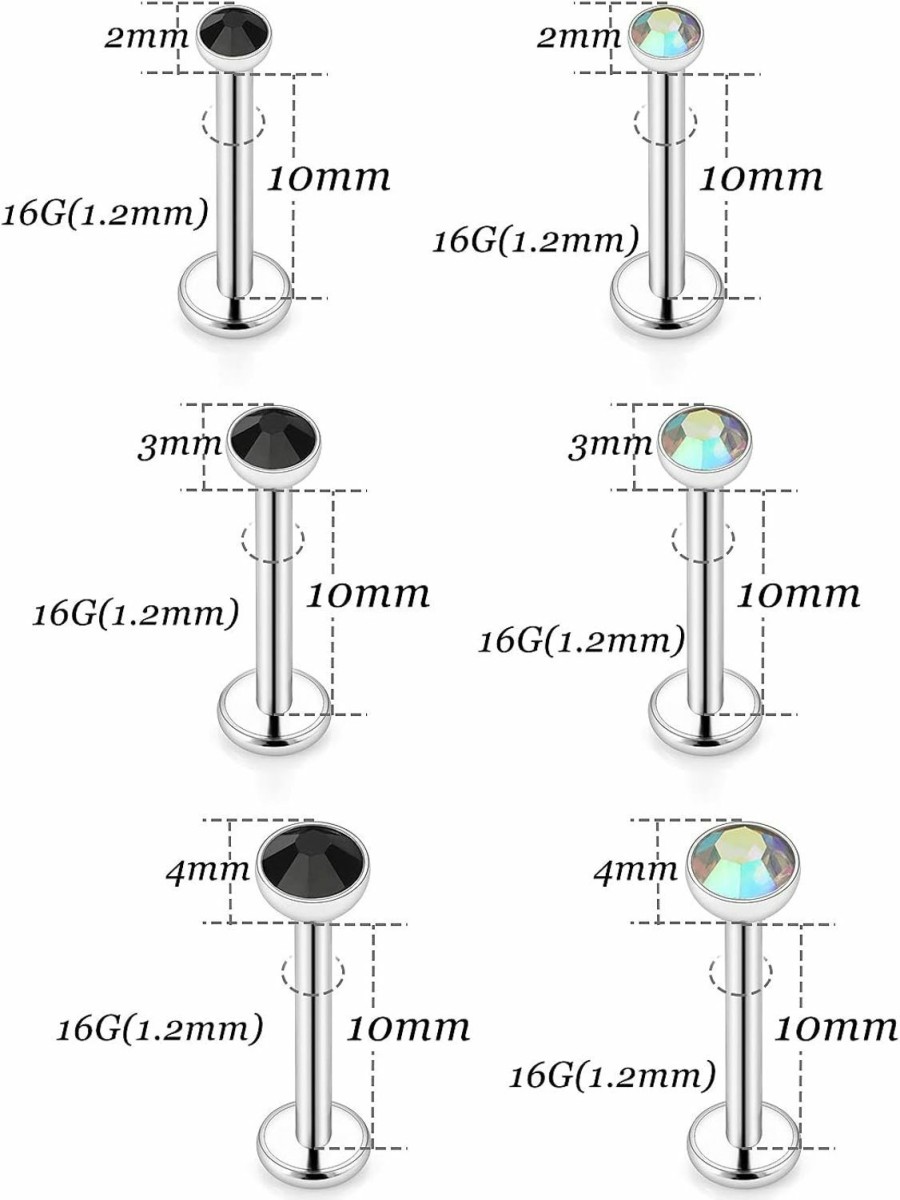 Vsnnsns Body Piercing Studs | Vsnnsns 16G Lip Rings Stainless Steel Labret Monroe Lip Rings Nail Cartilage Tragus Helix Earrings Studs Ring Medusa Piercing Jewelry For Women Men 6Mm 8Mm 10Mm