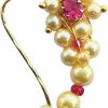 Sasha Body Piercing Studs | Sasha Red & White Traditional Maharashtrian Pearl Nath Nose Ring Pin Women(Dimension 3.5 Cm Height)