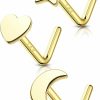 COCHARM Body Piercing Studs | Cocharm 14K Solid Gold Nose Stud For Women Gold 20G L Shape Nose Rings Stud Yellow Gold Nose Piercing Stud Real Gold Nostril Nose Stud Hypoallergenic 20 Gauge Nose Stud