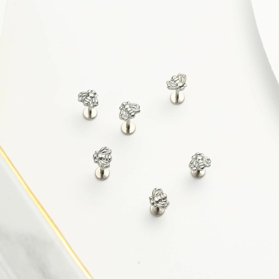 ZYTAIJEW Body Piercing Studs | 2Pcs 16G 6Mm/8Mm/10Mm G23 Titanium Internally Threaded Bee Labret Monroe Lip Tragus Cartilage Earring Ring Nose Stud Piercing Jewelry