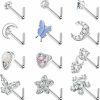 DOLOTTA Body Piercing Studs | Dolotta 12Pcs 20G Surgical Steel Nose Rings Studs For Women Men Cz Moon Star Butterfly Nose Rings L Shaped Opal Snowflake Flower Nose Studs