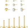 Oveta Body Piercing Studs | Oveta 20G 18G 16G Threadless Studs For Lip Labret Monroe Medusa Nose Tragus Cartilage Piercing Jewelry, Surgical Steel Lip Rings With Multi Stones