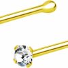 Forbidden Body Jewelry Body Piercing Studs | Forbidden Body Jewelry 22 G 18K Gold Plated Sterling Silver 1.5Mm Cz Simulated Diamond Micro Nose Bone Stud For Women Or Men