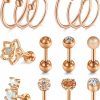 NIUSIMAN Body Piercing Studs | Niusiman 14G 16G 18G Barbell Piercing Set Tragus Cartilage Helix Earrings Studs Tongue Nipple Barbells Replacement Balls Short Labret Lip Rings 4-20Mm Medusa Conch Piercing Jewelry