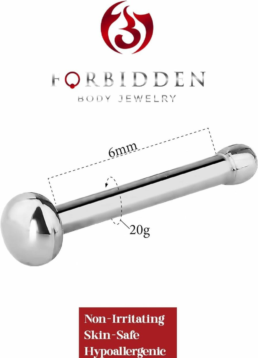 Forbidden Body Jewelry Body Piercing Studs | Forbidden Body Jewelry 20G Surgical Steel Basic Straight Nose Stud