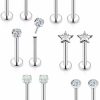 Vsnnsns Body Piercing Studs | Vsnnsns 20G 18G 16G Push In Lip Rings Stainless Surgical Steel Labret Jewelry Monroe Lip Ring Nail Cartilage Tragus Helix Earrings Studs Nose Ring Medusa Piercing Jewelry For Women Men 6 Pairs Opal Cz