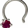 DIWANI Body Piercing Studs | Diwani 14K Gold 3.0Mm Natural Ruby Gemstone Engagement Wedding Nose Piercing Ring Stud Pin (0.120 Cents, Color- Red) 20 Gauge Thick 5.0Mm Length Spiral Wire Post