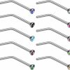 Charisma Body Piercing Studs | Charisma Small Nose Studs Stainless Steel Curved Nose Stud Bend L Shape Colorful Nose Ring Screw Piercing Jewelry Tiny Bone Studs For Women Men Hypoallergenic 20G