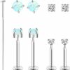 THE JEWEL PICK Body Piercing Studs | The Jewel Pick 4Pcs Thread Nose Stud, Flat Back Cartilage Earrings Hypoallergenic, Implant Grade Titnaium Earrings, 2Mm Tiny Nose Rings Studs For Women, 18 Gauge Nose Piercings With Taper Pin, Stud Earrings For Men, Helix Tragus Piercing Jewelry