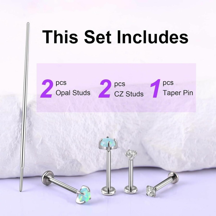 THE JEWEL PICK Body Piercing Studs | The Jewel Pick 4Pcs Thread Nose Stud, Flat Back Cartilage Earrings Hypoallergenic, Implant Grade Titnaium Earrings, 2Mm Tiny Nose Rings Studs For Women, 18 Gauge Nose Piercings With Taper Pin, Stud Earrings For Men, Helix Tragus Piercing Jewelry