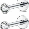 Changgaijewelry Body Piercing Studs | Changgaijewelry 16G Surgical Steel Internally Threaded Micro Cz Gem Top Tragus/Helix/Labret Stud 1 Pair 3Mm (3Mm)