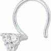 FINEROCK Body Piercing Studs | Finerock 0.07 Carat 3-Stone Diamond Nose Pin Stud In 14K Gold