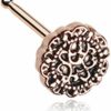 WildKlass Jewelry Body Piercing Studs | Wildklass Jewelry Rose Gold Mandela Filigree Icon Nose Stud Ring 316L Surgical Steel