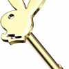 Playboy Body Piercing Studs | Playboy Bunny Top 316L Surgical Steel Nose Bone Stud Rings (Gold)