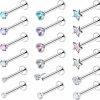 Ftovosyo Body Piercing Studs | Ftovosyo 20G 18G 16G Threadless Push In Nose Rings Studs Surgical Steel Pushin Nose Stud 2Mm 2.5Mm 3Mm Round/Heart/Star Crystal Nose Piercing Jewelry For Women Men