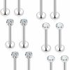 Xnsjeyy Body Piercing Studs | Xnsjeyy 16G 18G 20G Threadless Push In Lip Rings For Women Stainless Steel Labret Jewelry Monroe Lip Ring Medusa Piercing Jewelry Tragus Helix Cartilage Earring Piercing Jewelry For Women Cz Silver