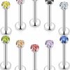 Kridzisw Body Piercing Studs | Kridzisw 16G Lip Labret Medusa Monroe Rings Studs Hypoallergenic Surgical Steel Flat Back Tragus Cartilage Helix Conch Ear Earrings Piercings Studs 2Mm 3Mm 4Mm Cz 6Mm 8Mm 10Mm Bar Length 10Pcs