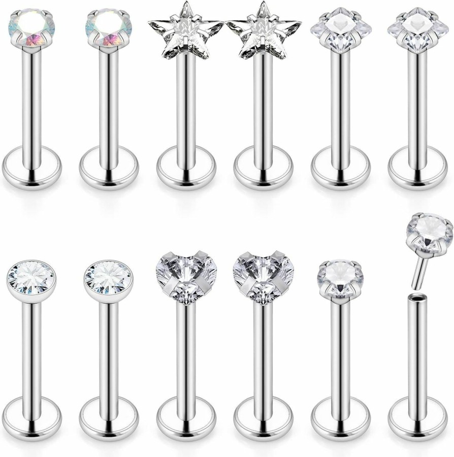 Hnxnskt Body Piercing Studs | Hnxnskt 16G 18G 20G Threadless Push In Medusa Piercing Jewelry Surgical Steel Lip Rings Labret Monroe Tragus Helix Cartilage Earrings Studs For Women Men