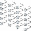 Uzgtvy Body Piercing Studs | Uzgtvy 18G Nose Rings Studs Cubic Zirconia Surgical Steel L Shaped Nose Nostril Piercing Jewelry For Women Men Girl Cz 1.5Mm 2Mm 2.5Mm 3Mm 20Pcs