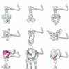 Sanfenly Body Piercing Studs | Sanfenly Nose Rings Studs Nose Piercing Jewelry For Women Men 20G Rose Gold Silver Black Cute Cz Heart Moon Butterfly Flower Dangly Dangle Dangling Nose Rings L Shaped Nose Stud Set