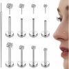 LOLIAS Body Piercing Studs | Lolias 14K Gold Filled Threadless Nose Studs Cz Nose Rings For Women Men 316L Surgical Steel Labret Studs Lip Rings Push In Flat Back Stud Earrings Cz Nose Nostril Tragus Helix Piercing Jewelry Hypoallergenic 20G 18G