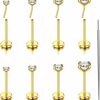 TOPBRIGHT Body Piercing Studs | Topbright 8Pcs 18G 20G Flat Back Earrings 316L Surgical Steel Threadless Tragus Cartilage Nose Stud Push Pin Lip Stud Rings Medusa Piercing Jewelry Hypoallergenic Gold