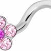 Forbidden Body Jewelry Body Piercing Studs | Forbidden Body Jewelry Flower Nose Rings, Flower Nose Ring, Flower Nose Stud, Nose Rings (18G-20G) Surgical Steel Crystal Flower, Nose Ring With Flower, Top Nose Stud