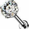 Dynamique Galerie Body Piercing Studs | Dynamique Implant Grade Titanium Threadless Push In Labret With Prong Set Cz Top (Sold Per Piece)